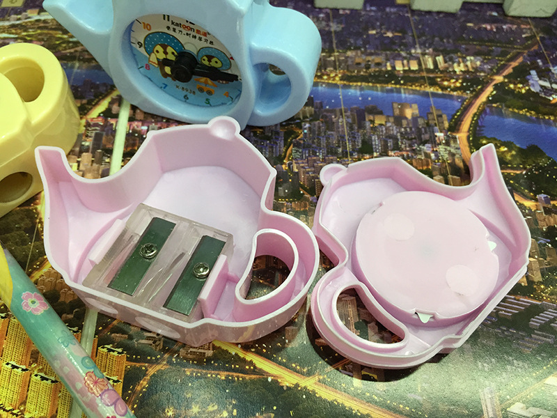 Korean Style Creative Teapot Style Pencil Sharpener Student Alarm Clock Puzzle Pencil Shapper Pencil Sharpener