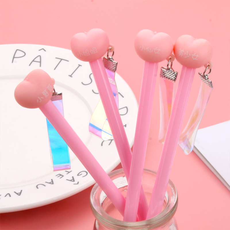 Japanese and Korean Sales Hot Selling Love Pendant Gel Pen Cute Refreshing Stationery Student Studying Stationery Wholesale