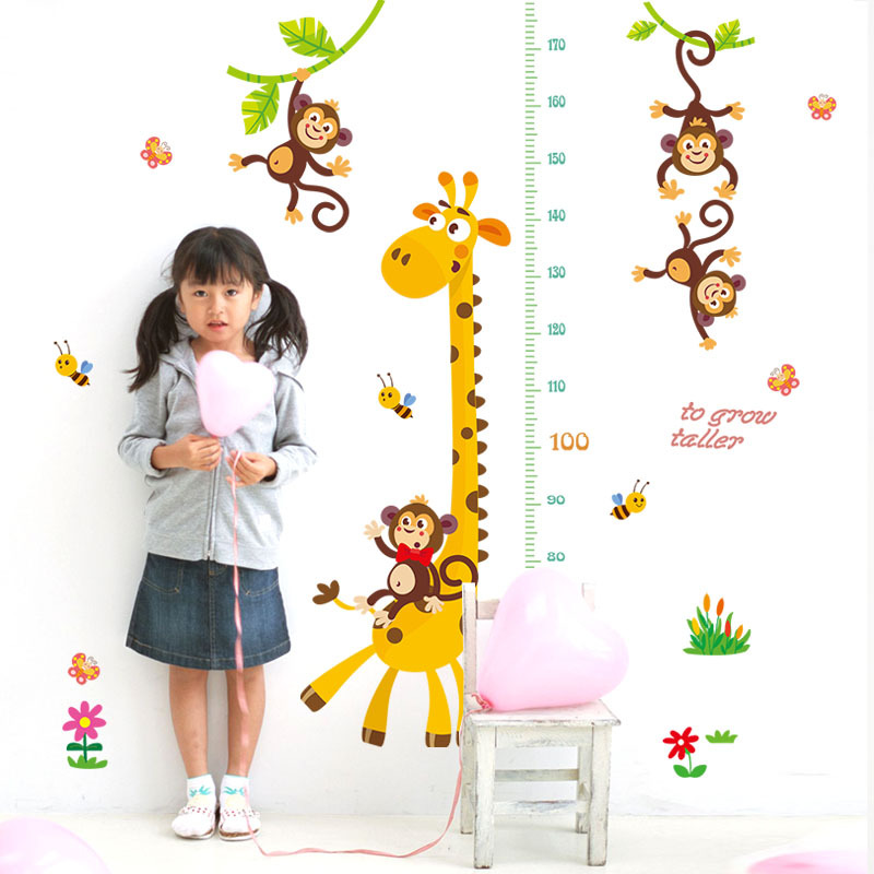 Height Measurement Wall Sticker Self-Adhesive Children&#039;s Room Decoration Height Wall Sticker Kid&#039;s Cartoon Baby Measuring Scale Height Measurement Sticker Removable