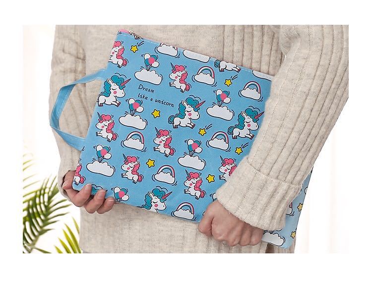 Japanese and Korean Ins Creative Cartoon Canvas Bag Unicorn File Bag A4 Test Paper Storage Bag Waterproof Portable Information Bag Japanese and Korean Ins Creative Cartoon Canvas Bag Unicorn File Bag A4 Test Paper Storage Bag Waterproof Portable Information Bag