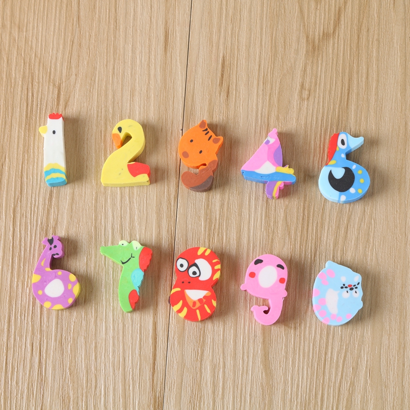 Cartoon - shaped digital eraser set for Children&#039;s New Year creative Stationery gifts