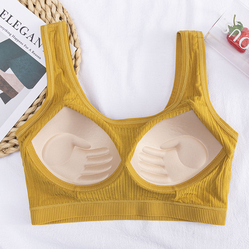 Students without Steel Ring Beauty Back Underwear Push up Vest Style Tube Top Cotton Breathable Sports Bra Fixed Inner Cup