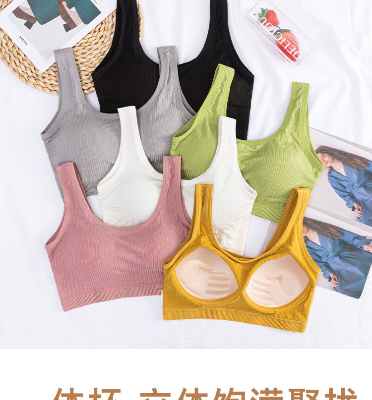 Students without Steel Ring Beauty Back Underwear Push up Vest Style Tube Top Cotton Breathable Sports Bra Fixed Inner Cup Students without Steel Ring Beauty Back Underwear Push up Vest Style Tube Top Cotton Breathable Sports Bra Fixed Inner Cup