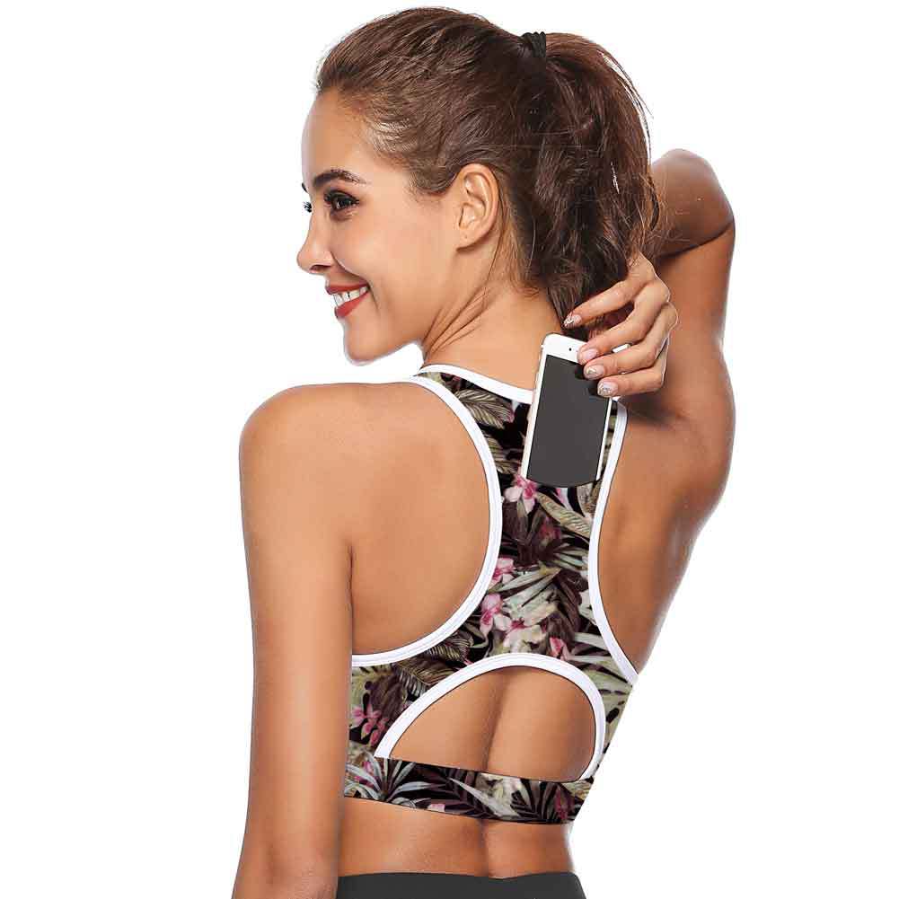 High-Strength Shockproof Wireless Portable Mobile Phone Women&#039;s Push-up Quick-Dry Yoga Vest Digital Printing Sports Bra