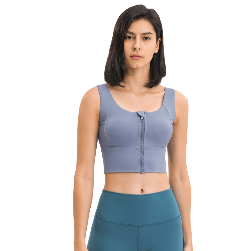 2021 Spring and Summer New Fashion All-Match Zipper Sports Underwear Women&#039;s Gather Shockproof Push up Accessory Breast Push up Sports Bra