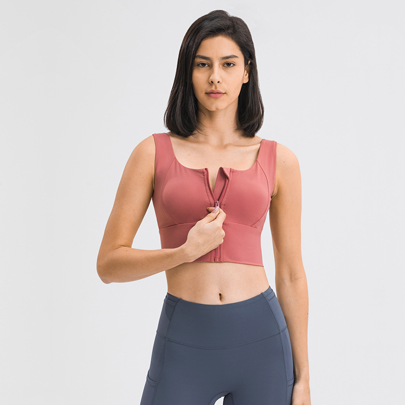 2021 Spring and Summer New Fashion All-Match Zipper Sports Underwear Women&#039;s Gather Shockproof Push up Accessory Breast Push up Sports Bra