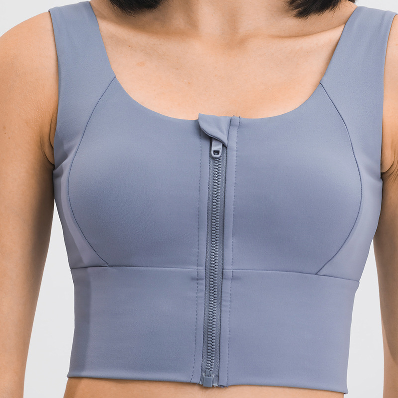 2021 Spring and Summer New Fashion All-Match Zipper Sports Underwear Women&#039;s Gather Shockproof Push up Accessory Breast Push up Sports Bra