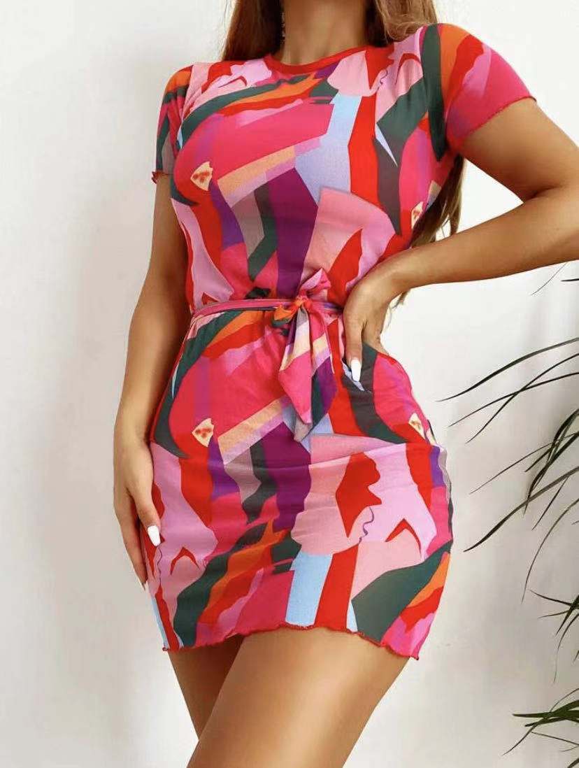 2022 High Waist Conservative Push up Pink European and American Spot Sexy Beach Export Three-Piece Bikini Swimsuit