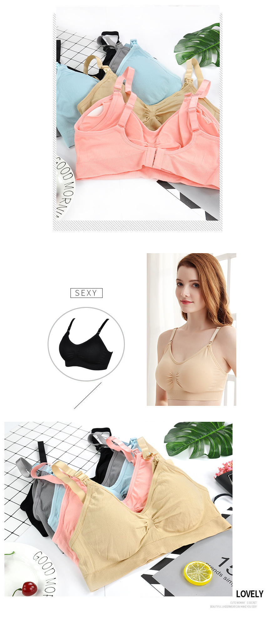 Maternity Breastfeeding Underwear Push up Wireless Front Buckle Bra Nursing Anti-Overflow Large Size Postpartum Mummy Bra Women