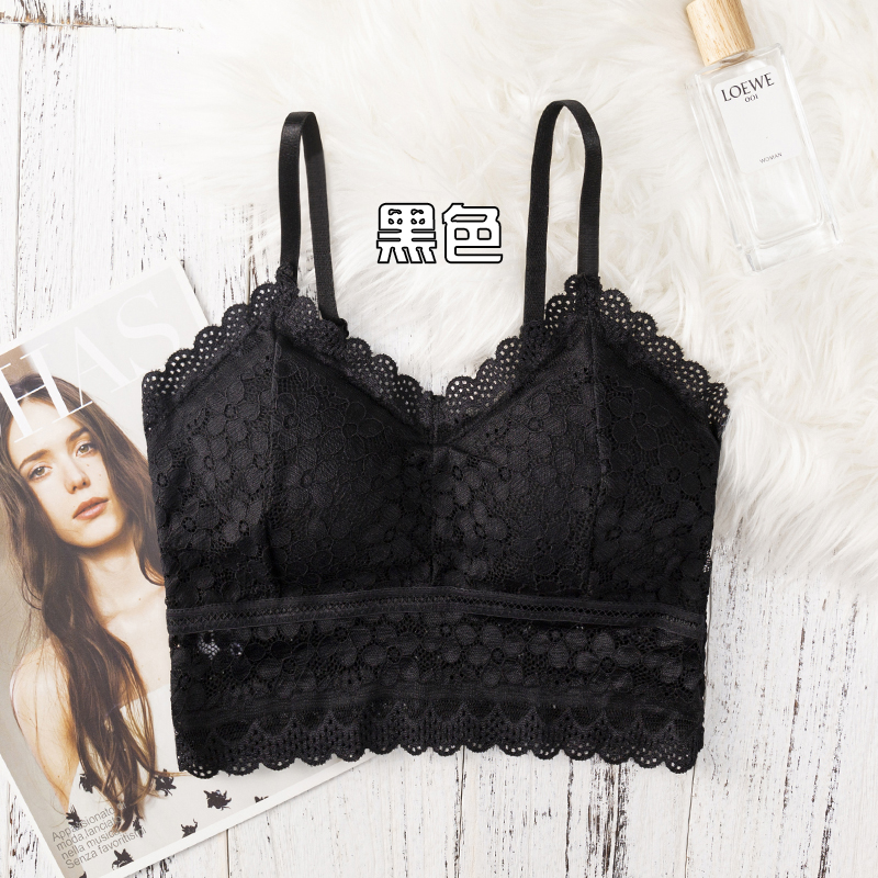 Lace French Underwear Small Breasts Lady's Thin Push up Wireless Bra Changeable Pleated Inner Match Sexy Bra for Women