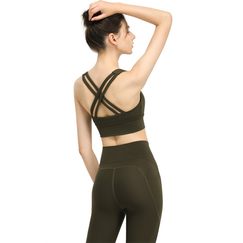 Cross-Border European and American Sports Underwear Women&#039;s Shockproof Running Push up Shaping Workout Bra Thin Strap Beauty Back Yoga Vest