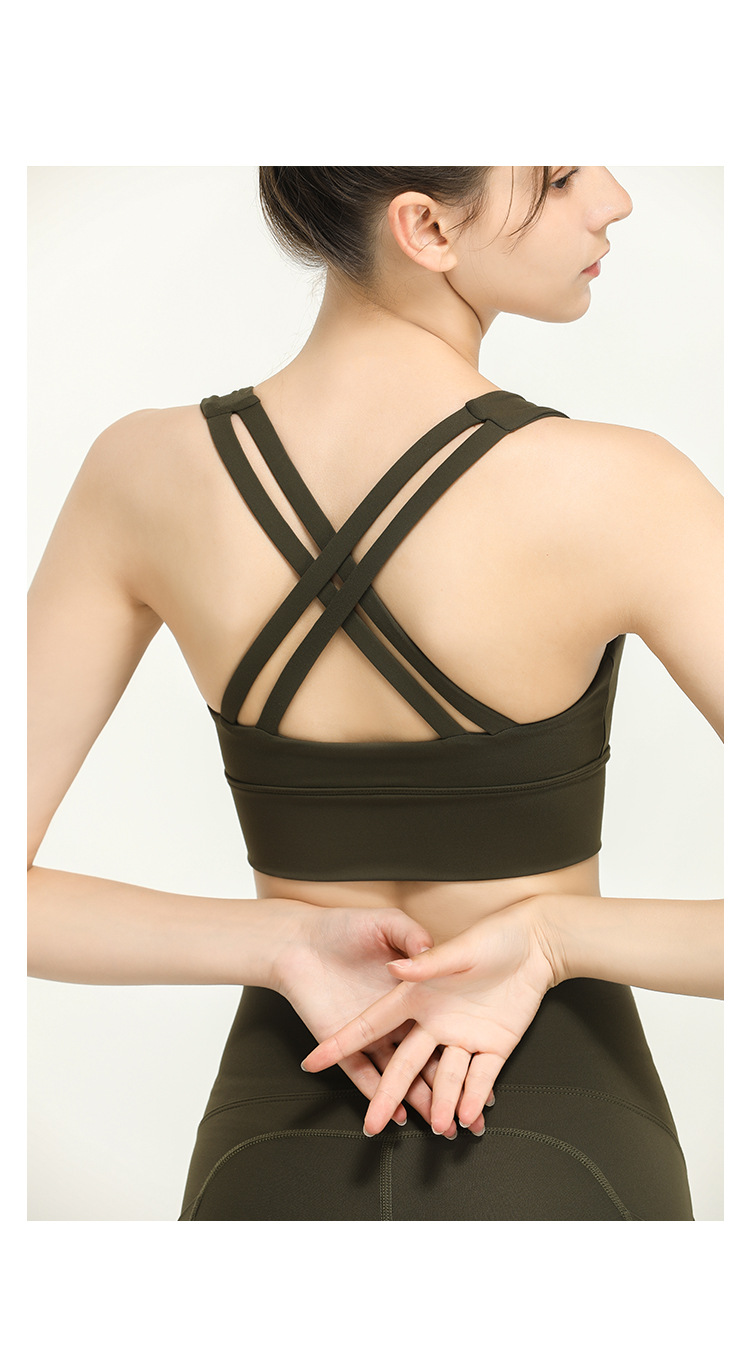 Cross-Border European and American Sports Underwear Women's Shockproof Running Push up Shaping Workout Bra Thin Strap Beauty Back Yoga Vest
