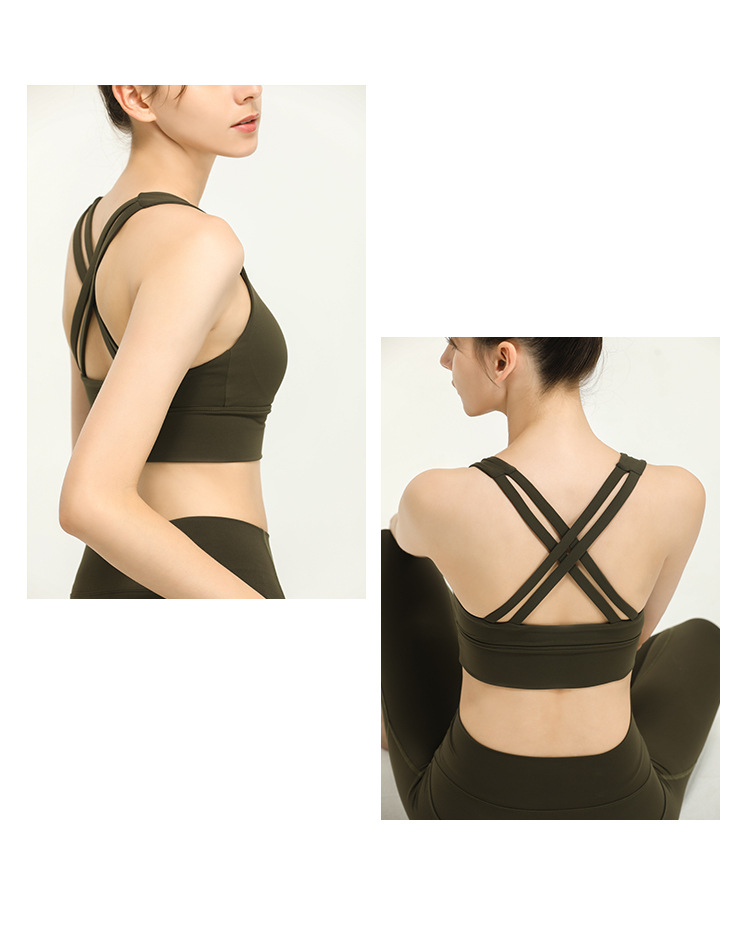 Cross-Border European and American Sports Underwear Women's Shockproof Running Push up Shaping Workout Bra Thin Strap Beauty Back Yoga Vest