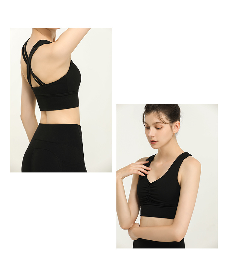 Cross-Border European and American Sports Underwear Women's Shockproof Running Push up Shaping Workout Bra Thin Strap Beauty Back Yoga Vest