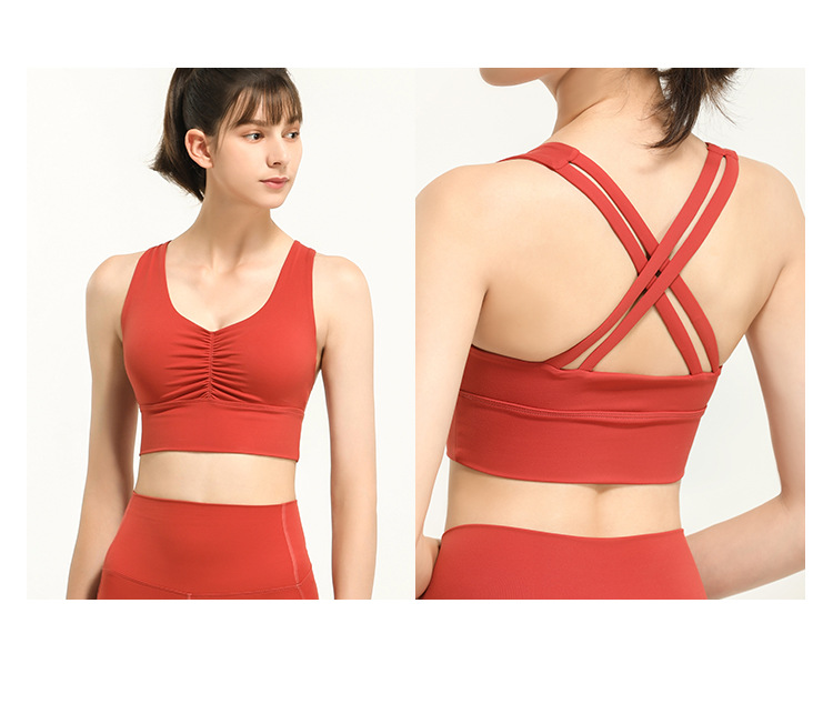 Cross-Border European and American Sports Underwear Women's Shockproof Running Push up Shaping Workout Bra Thin Strap Beauty Back Yoga Vest