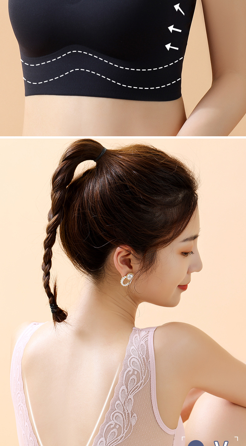 Large Size Latex Underwear Women's Beautiful Back Lace Wireless Bra Big Chest Show Small and Thin Push up Women's Bra Wholesale