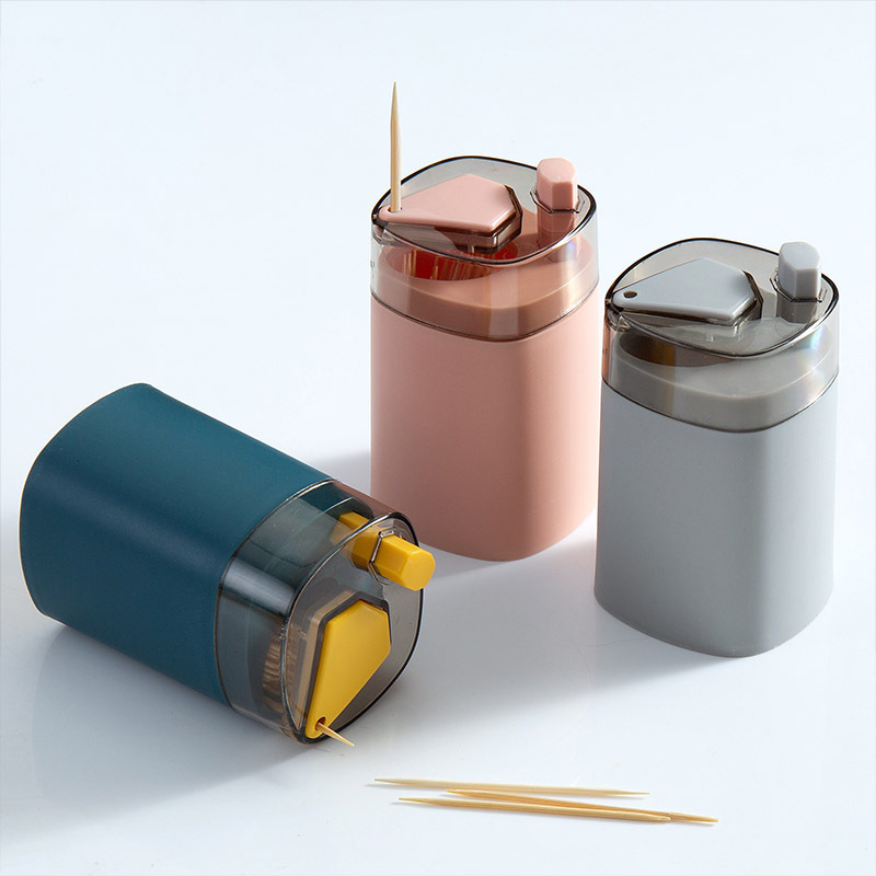 Nordic Style Push-Type Automatic Pop-up Toothpick Holder Creative Advertising Plastic Restaurant Storage Toothpick Box Toothpick Tin
