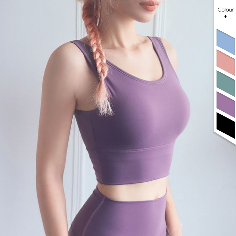 2021 New European and American Full Wrap Fashion Vest Sports Bra Deep U Beauty Back Shock Absorption Push-up Workout Underwear