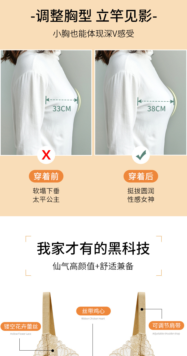 Underwear Small Breast Size Exaggerating Bra Thickened Push up Sexy Lace Wireless Women's Bra Adjustable Breast Holding Bra Underwear Small Breast Size Exaggerating Bra Thickened Push up Sexy Lace Wireless Women's Bra Adjustable Breast Holding Bra