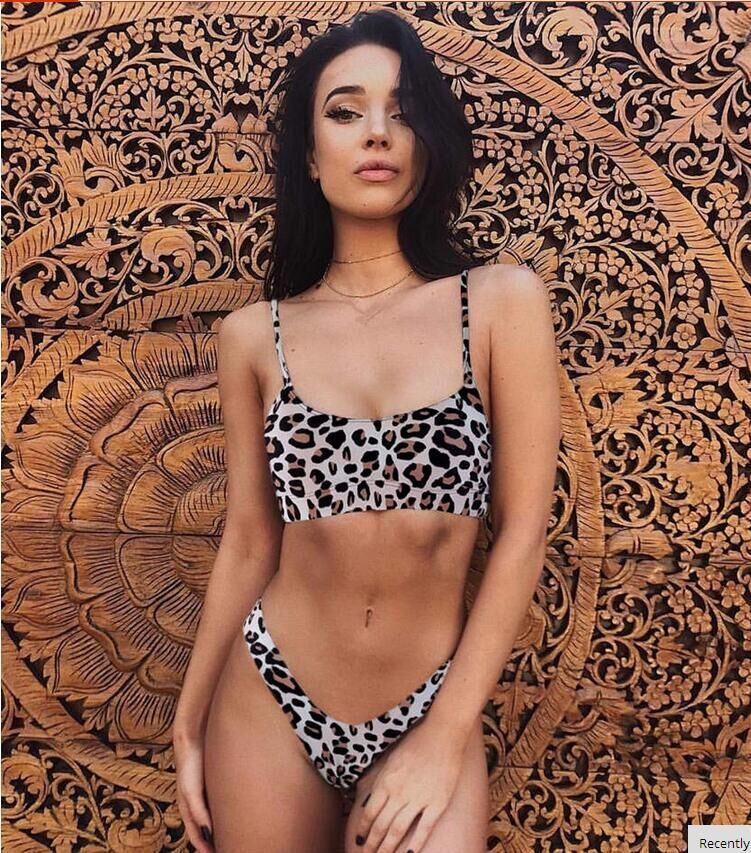 2021 New European and American Foreign Trade Sexy Leopard Print Women's Seperated Swimwear Bikini Push up Bikini Swimsuit