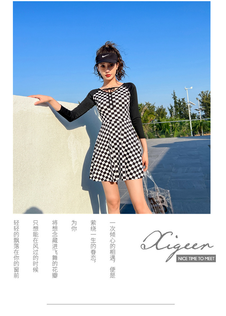 Long Sleeve Swimsuit Female Skirt Style Siamese Conservative Thin Korean Ins Small Chest Push up Fashion New 2022 Swimming Suit Long Sleeve Swimsuit Female Skirt Style Siamese Conservative Thin Korean Ins Small Chest Push up Fashion New 2022 Swimming Suit