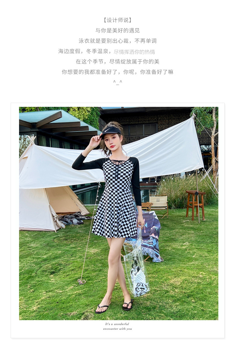 Long Sleeve Swimsuit Female Skirt Style Siamese Conservative Thin Korean Ins Small Chest Push up Fashion New 2022 Swimming Suit Long Sleeve Swimsuit Female Skirt Style Siamese Conservative Thin Korean Ins Small Chest Push up Fashion New 2022 Swimming Suit