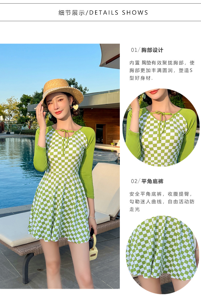 Long Sleeve Swimsuit Female Skirt Style Siamese Conservative Thin Korean Ins Small Chest Push up Fashion New 2022 Swimming Suit Long Sleeve Swimsuit Female Skirt Style Siamese Conservative Thin Korean Ins Small Chest Push up Fashion New 2022 Swimming Suit