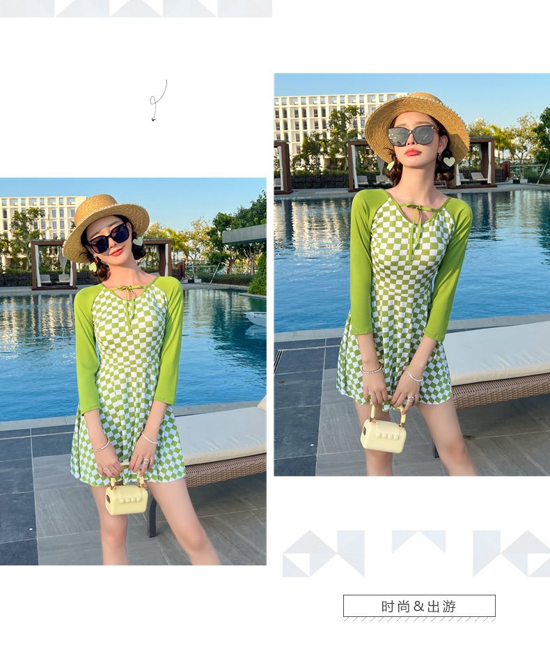 Long Sleeve Swimsuit Female Skirt Style Siamese Conservative Thin Korean Ins Small Chest Push up Fashion New 2022 Swimming Suit Long Sleeve Swimsuit Female Skirt Style Siamese Conservative Thin Korean Ins Small Chest Push up Fashion New 2022 Swimming Suit