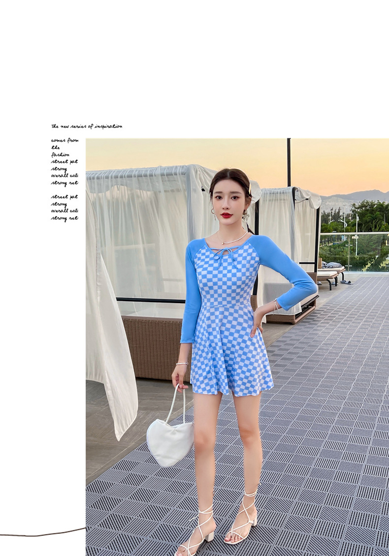 Long Sleeve Swimsuit Female Skirt Style Siamese Conservative Thin Korean Ins Small Chest Push up Fashion New 2022 Swimming Suit Long Sleeve Swimsuit Female Skirt Style Siamese Conservative Thin Korean Ins Small Chest Push up Fashion New 2022 Swimming Suit