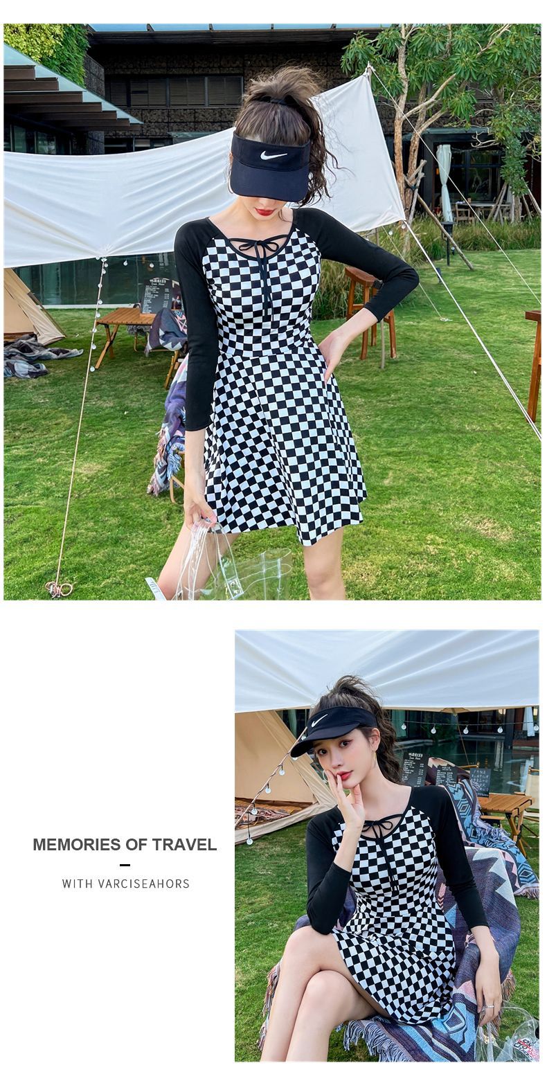 Long Sleeve Swimsuit Female Skirt Style Siamese Conservative Thin Korean Ins Small Chest Push up Fashion New 2022 Swimming Suit Long Sleeve Swimsuit Female Skirt Style Siamese Conservative Thin Korean Ins Small Chest Push up Fashion New 2022 Swimming Suit