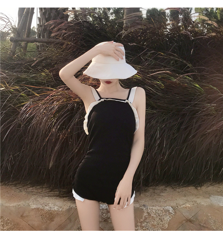 Sexy Swimsuit Women's Korean Ins Style Fairy Style Conservative Cover Belly Thin Bear Back Small Breast Push up Hot Spring Swimwear