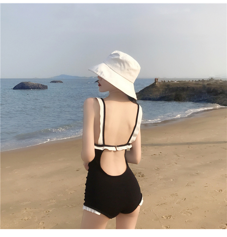 Sexy Swimsuit Women's Korean Ins Style Fairy Style Conservative Cover Belly Thin Bear Back Small Breast Push up Hot Spring Swimwear