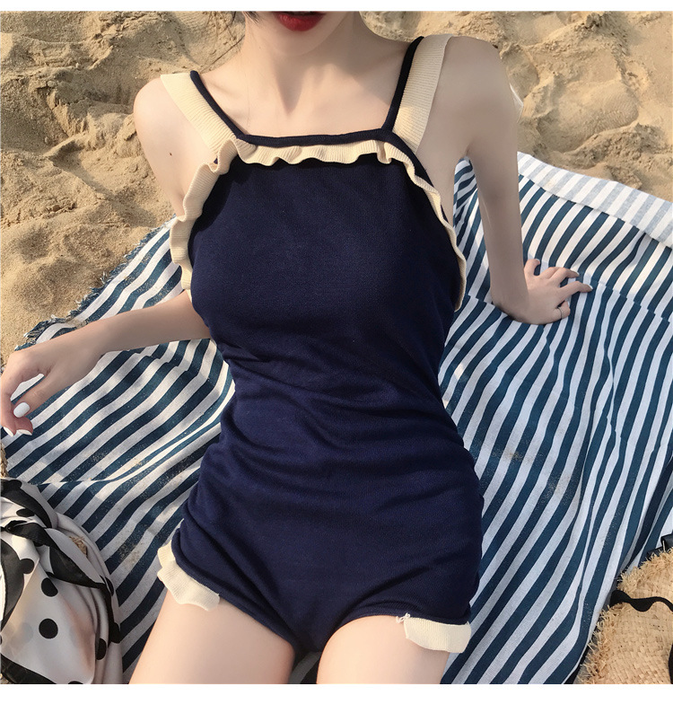 Sexy Swimsuit Women's Korean Ins Style Fairy Style Conservative Cover Belly Thin Bear Back Small Breast Push up Hot Spring Swimwear