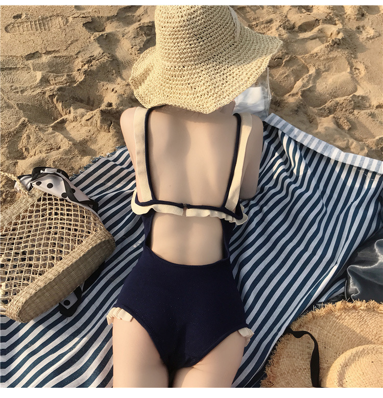 Sexy Swimsuit Women's Korean Ins Style Fairy Style Conservative Cover Belly Thin Bear Back Small Breast Push up Hot Spring Swimwear