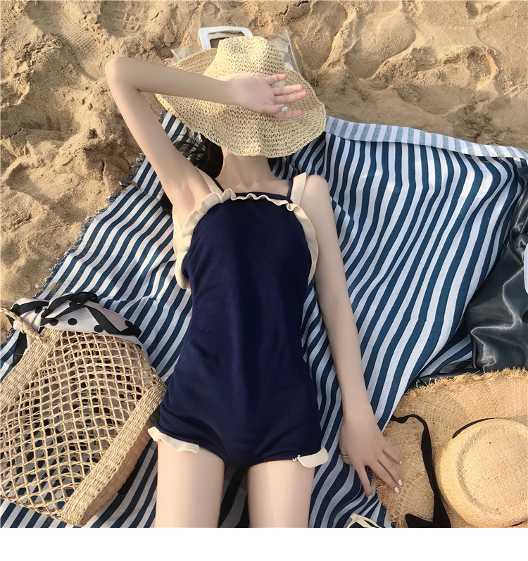 Sexy Swimsuit Women's Korean Ins Style Fairy Style Conservative Cover Belly Thin Bear Back Small Breast Push up Hot Spring Swimwear