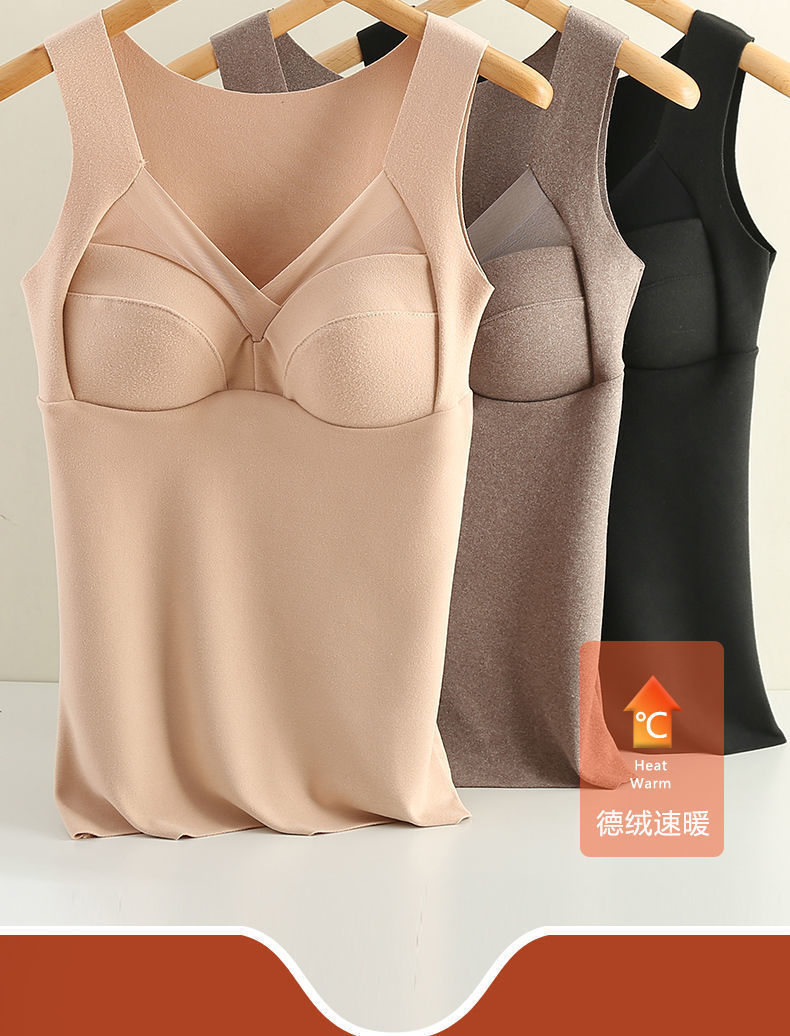 Factory Direct Sales Dralon Thermal Vest Women's Fleece Lined Padded Warm Keeping Underwear Basic Shirt with Chest Pad Breasts Support Push up Factory Direct Sales Dralon Thermal Vest Women's Fleece Lined Padded Warm Keeping Underwear Basic Shirt with Chest Pad Breasts Support Push up