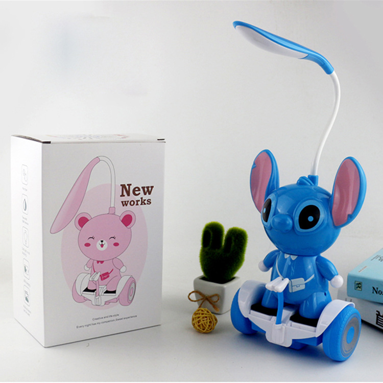 Cartoon balance car LED lamp button small night lamp stitch strobe free eye protection energy-saving USB connector