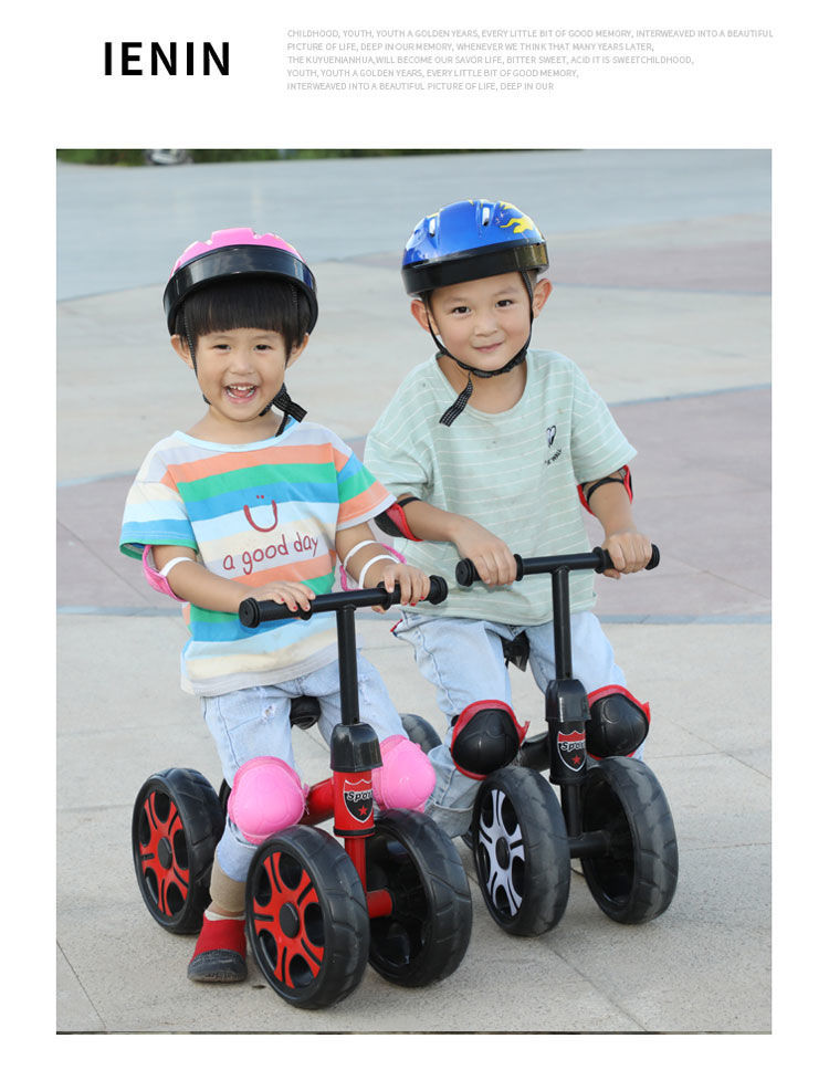 Children's Four-Wheel Scooter Balance Car No Pedal 1-3 Years Old Infant Sliding Scooter Bicycle Luge