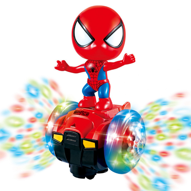 Best-Seller on Douyin Spider Man Balance Car Universal Electric Lamplight Music Spider Man Captain Children&#039;s Toys Wholesale