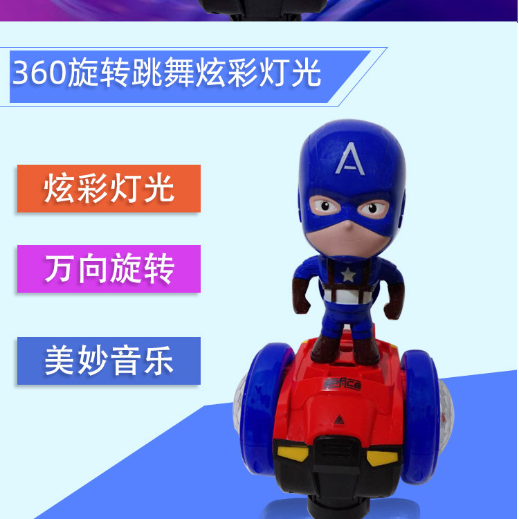 Best-Seller on Douyin Spider Man Balance Car Universal Electric Lamplight Music Spider Man Captain Children's Toys Wholesale