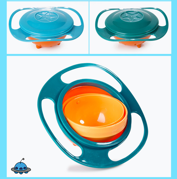 Hot Sale Preemption Children's Bowl 360 ° Rotating Balance Bowl Chopsticks Bowl UFO Bowl Baby Bowl Factory Wholesale