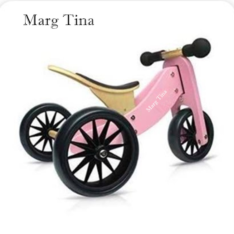 Wooden Bike Convertible No Pedal Balance Trike for Kids and Push Bike