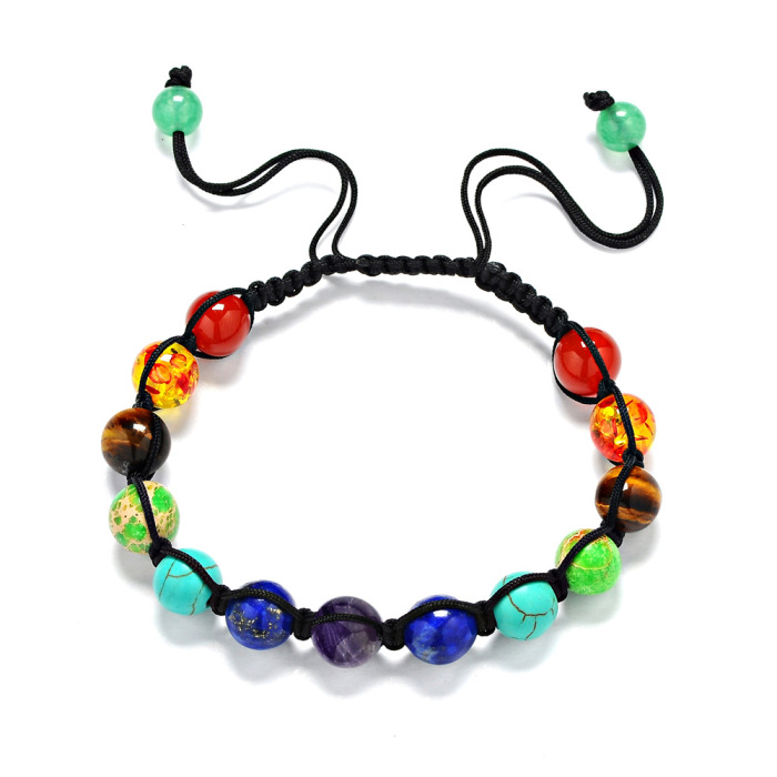 8mm rainbow prayer Bracelet 7 Chakra Stone Bracelet balance Reiki treatment