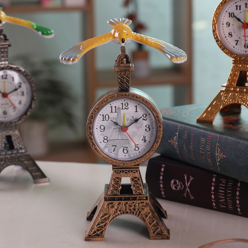 Factory Direct Sales Paris Tower Suspension Balance Eagle Alarm Clock Retro Creative Decoration Alarm Clock