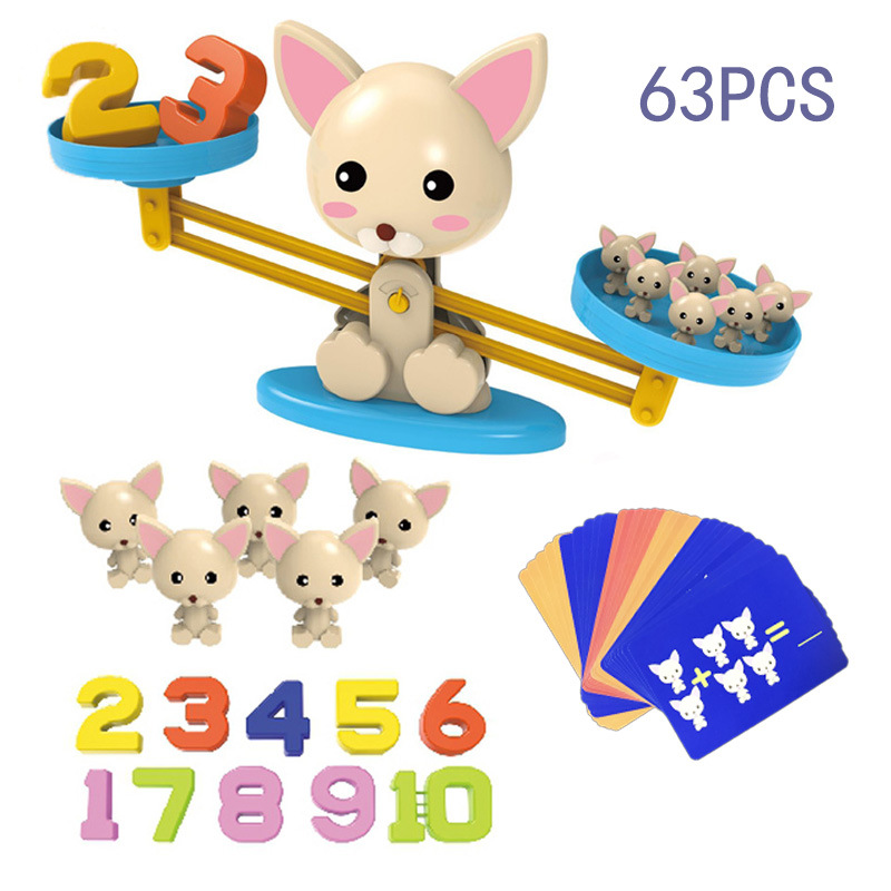 Cross-Border Digital Frog Balance Parent-Child Interaction Digital Addition and Subtraction Balance Balance Cat Children Early Education Educational Toys