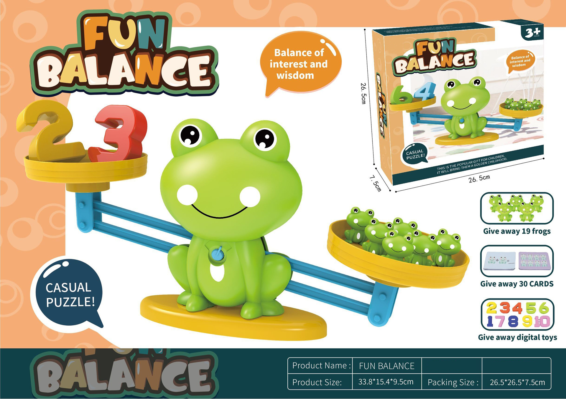 Cross-Border Digital Frog Balance Parent-Child Interaction Digital Addition and Subtraction Balance Balance Cat Children Early Education Educational Toys