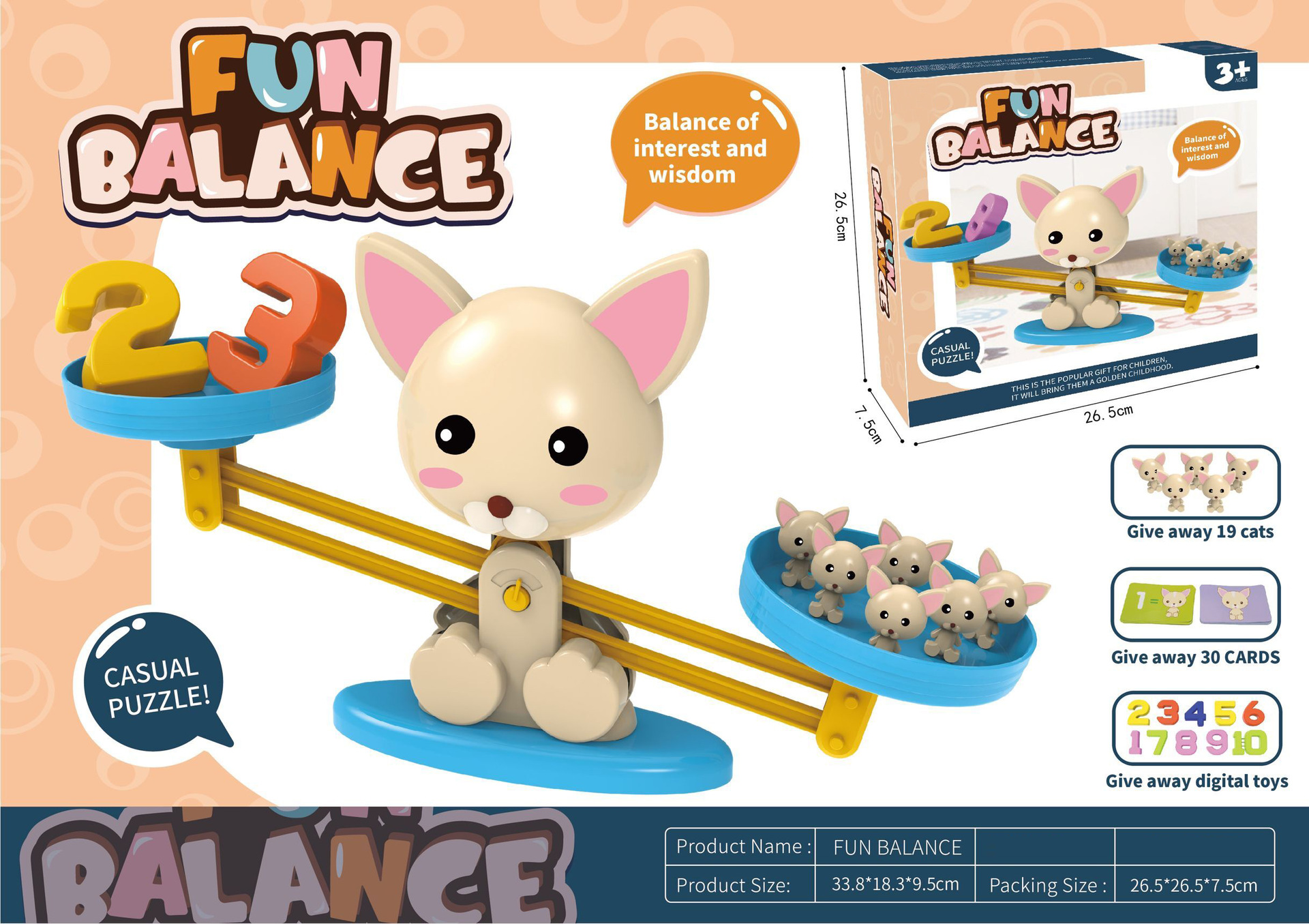 Cross-Border Digital Frog Balance Parent-Child Interaction Digital Addition and Subtraction Balance Balance Cat Children Early Education Educational Toys