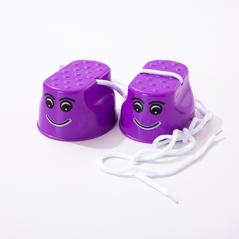 Children's Stilts Thickened Plastic Smiley Face Kindergarten Walking on Stilts Outdoor Sports Balance Sensory Training Equipment Toys