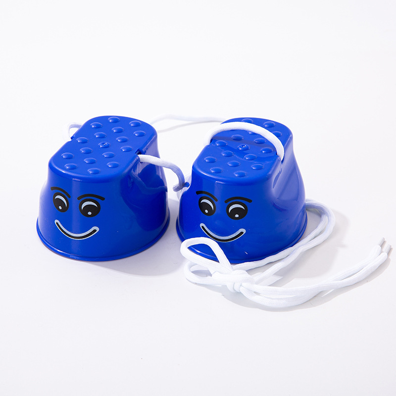 Children's Stilts Thickened Plastic Smiley Face Kindergarten Walking on Stilts Outdoor Sports Balance Sensory Training Equipment Toys