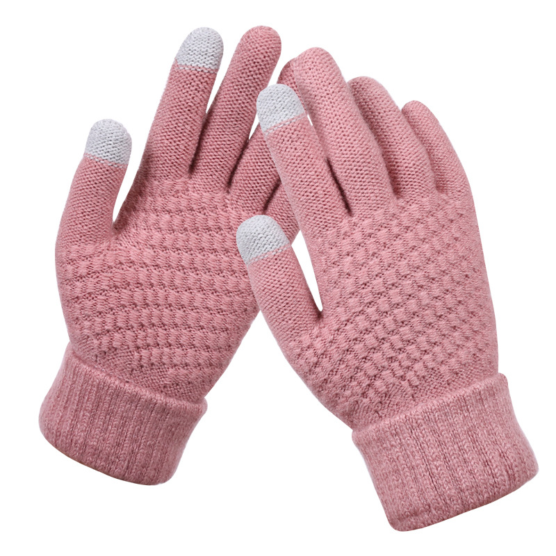 Winter warm gloves thickened touch screen women&#039;s gloves are knitted master gift balance logo customization
